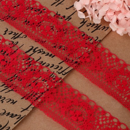 Capricon lace, 35 mm × 10 ± 1 m, red color-1