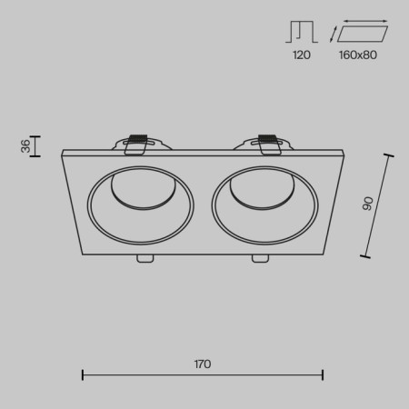 The built-in lamp Technical DL033-2-02W, 2x50W, 17x9x3.6 cm, GU10, white color-1