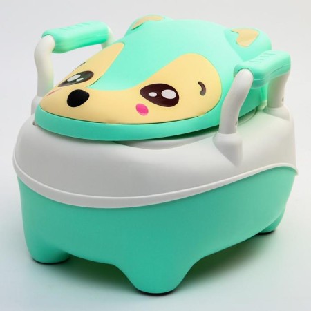 Children's pot "Raccoon", white/green color