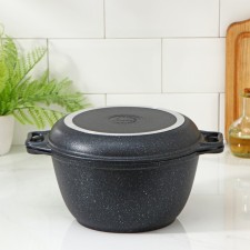 Cauldron with a lid-horseman, 3 liters, cast handles, anti-stick coating, color dark marble