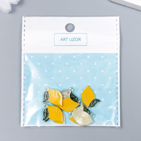 Decor for creativity metal, enamel "lemon" yellow 2x1.8 cm-3