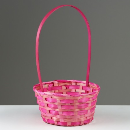 Wicker basket, 20.5 × 9.5 × 33 cm, pink, bamboo