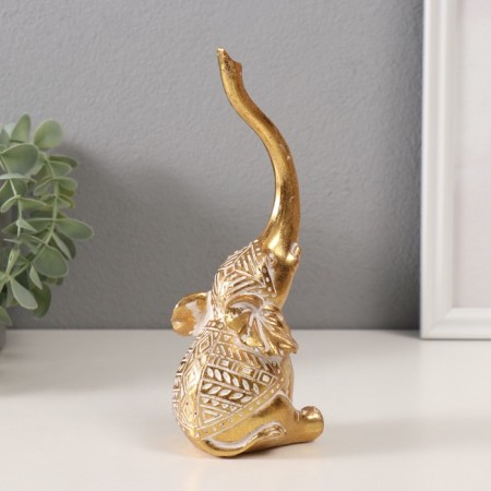 Souvenir Polystone "Elephant. Indian patterns" gold 7x6.5x19 cm-2