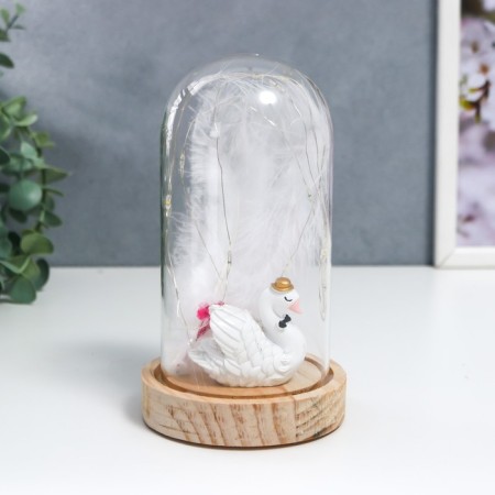 Souvenir Polystone "White Swan" Lumining flask 15.5x9.5x9.5 cm