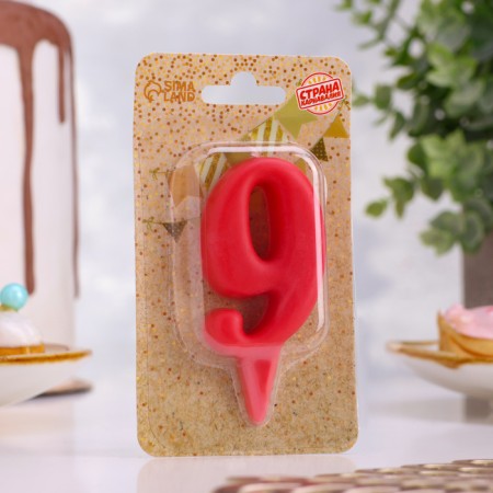 Candle for the cake the figure "Oval" "9", red, 5.5 cm-2