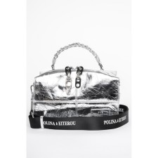 Bag Cross-Body Women's, genuine leather, Polina & Eiterou silver, 25x9x18 cm
