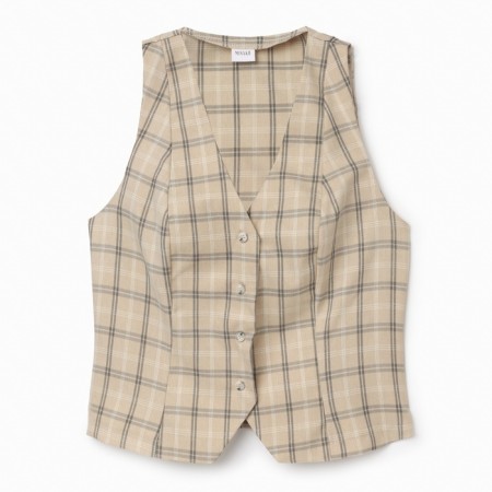 Women's WITH WITH MINAKU: Casual Collection color Beige cage, river 48-1