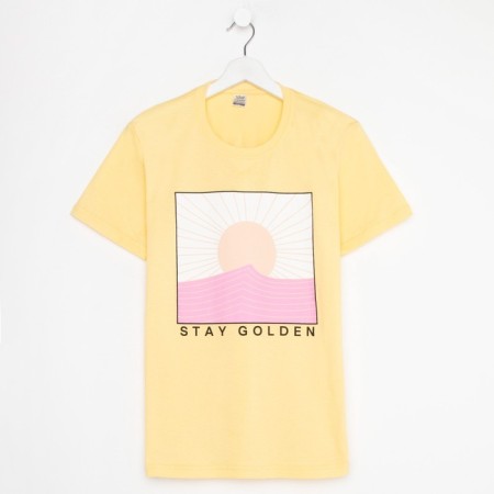 Women's T -shirt with print "STAY GOLDEN", ​​yellow color, size 48-4