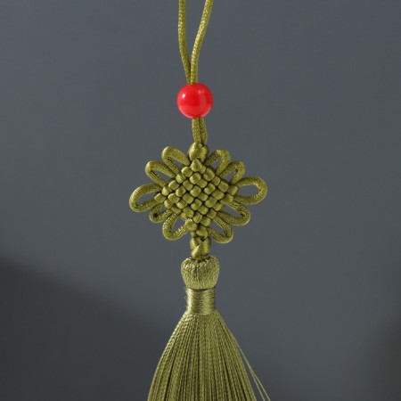 Textile suspension, plastic "Knot of happiness and infinity" olive 8.5 cm-1
