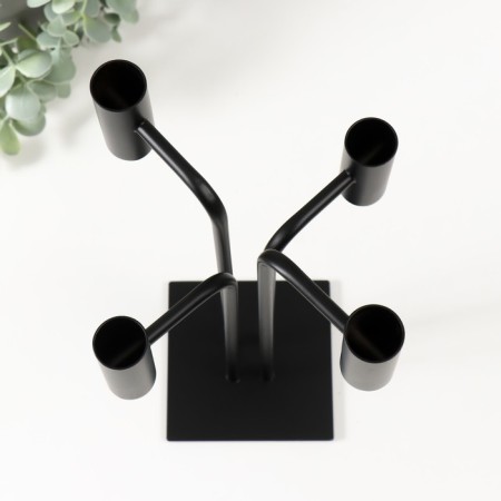 Summary Metal for 4 candles "City lights" d = 2 cm black 17.5x17.5x33 cm-4