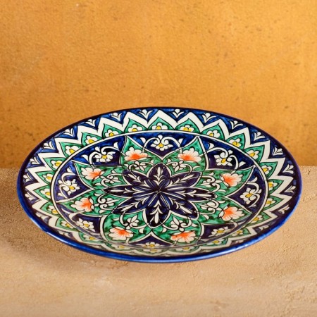 Plate of the Rishtan ceramics "Kalam", 23 cm, blue