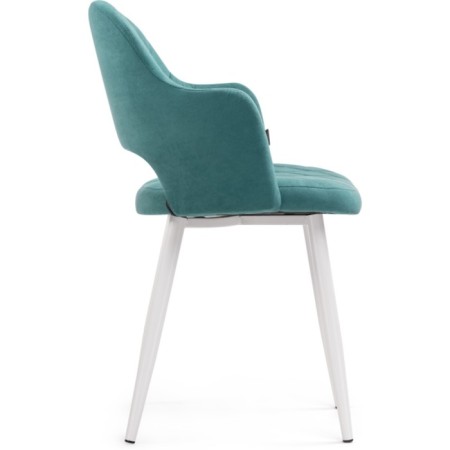 Stool on a metal frame Gutride metal/velor, white/green 51x56x82 cm-2
