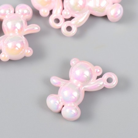 Decor for creativity Plastic "Pension Bear with a loop" Direct pink 3x1.4x3.1 cm-1