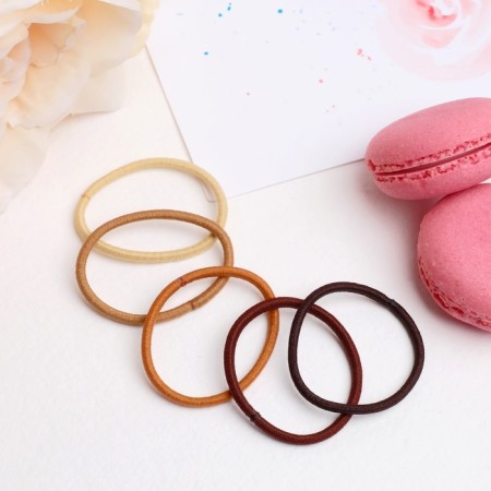 Hair elastic band "Tofi" (set 20 pcs) 3.5 cm, brown-1