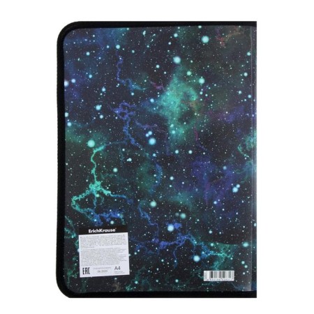 Folder d/notebooks A4, Erichkrause Emerald Stardust, zipper around plastic, white-3