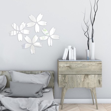 Interior stickers "flowers", mirror, decor on the wall, set 20 pcs, pcs 10 x 4.7 cm-2