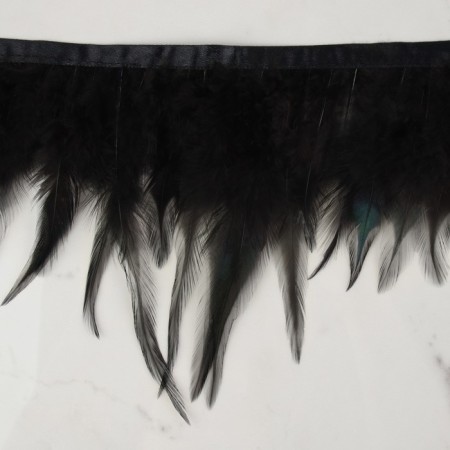 Braid with feathers of a rooster, 10-15 cm, 5 ± 0.5 m, black color-2