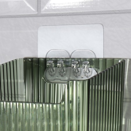 Organizer for storage "Green", hinged, 1 section, with an adhesive base, 11.5 × 8 × 11 cm, translucent/green color-5