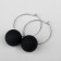 Earrings Assorted "Snowball" in the ring, black color in silver
