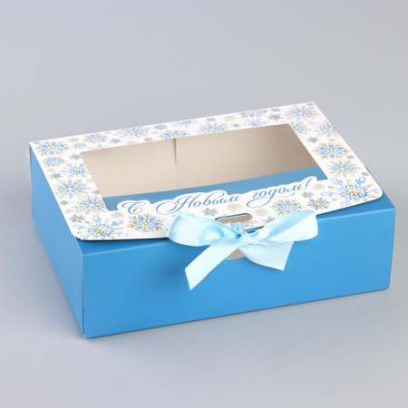 New Year's folding box "Snowflakes" 16.5 x 12.5 x 5 cm, New Year-1