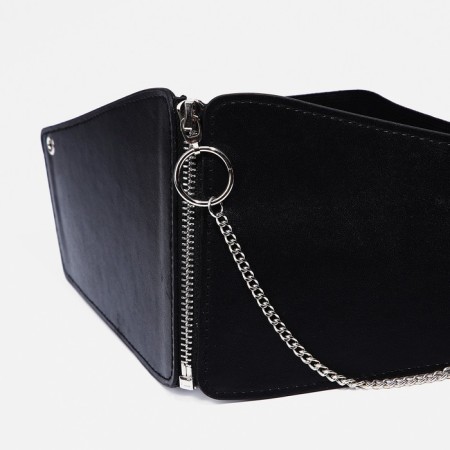 Women's belt, width 12 cm, on lightning, black color-5
