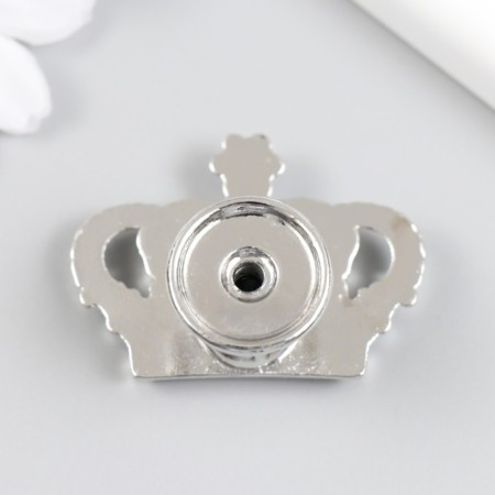 Handle for the casket Metal "Crown" rhinestone, silver 4.5x3.2x2.6 cm-2