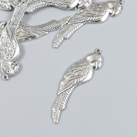 Decor for creativity Metal "Parrot" set 6 pcs silver 1.6x5.5 cm