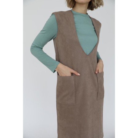 Surafan from suede with a deep neckline, size 42-2