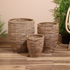 A set of wicker pots, 3 pcs, height 39x39x49 cm