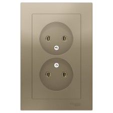 Розетка SE ATLASDESIGN, 16 А, двойная, в сборе, без з/к, цвет шампань