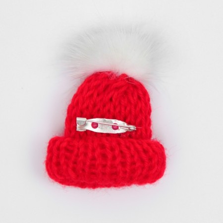 Brooch "Warm cap", red color-2