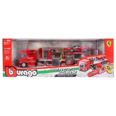 Set of game BBURAGO "Racing Trailer Case", Die-Cast, machine and accessories, 1:43-1