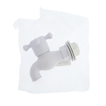 Water cutting tap zein, with a crossbar, pp, with a ball mechanism, white, with a nut-7