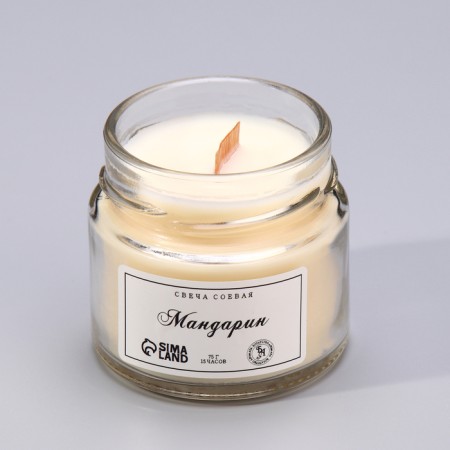 Aromatic candle made of soy wax in a bank, 75 g, mandarin-3
