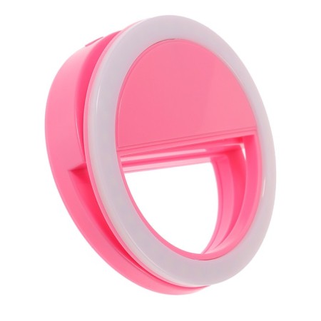 LED ring lamp for Luazon AKS-03, from batteries, 3 modes, pink-3