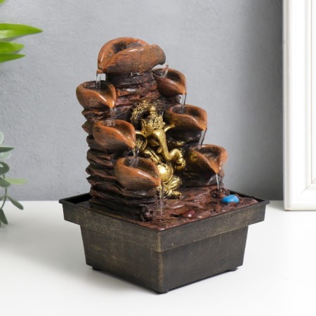 The desktop fountain from the Ganesh network at the cliff with a waterfall 18x12x12 cm-1