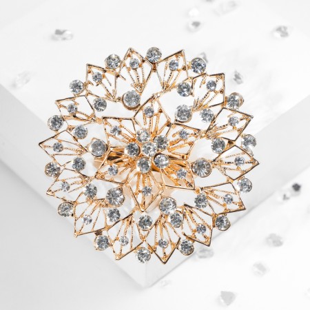 Brooch "Circle of openwork", white color in gold