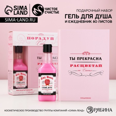 Gift set of cosmetics “delight yourself!”, Soul gel 250 ml and diary, pure happiness