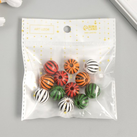Beads tree for creativity "Round. Stripes" d = 1.6 cm set 12 pcs-2