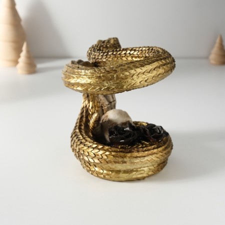 Polystone souvenir "Snake with skulls and black roses" 11.5x16x13 cm-6