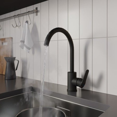 MILARDO POLI POLBLJ0M05 kitchen mixer, pouring 199 mm, black matte-2