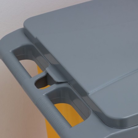 Multifunctional trolley for cleaning with buckets, spin and trays, gray color-4
