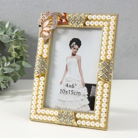 Photo frame 3081 10x15 cm "Pearls" plastic, col. gold-1