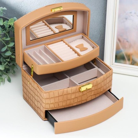 Casket to the leatherette to decorates the chest "Caramel python" Combined 13x15x21.5 cm-1