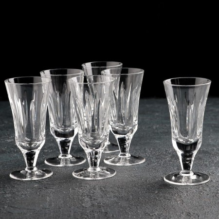Set of crystal glasses “Vertical faces”, 25 ml, 6 pcs