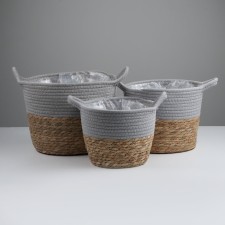 A set of baskets of 3 pcs, d30xh23, d25xh20, d22xh17 cm, rogoz
