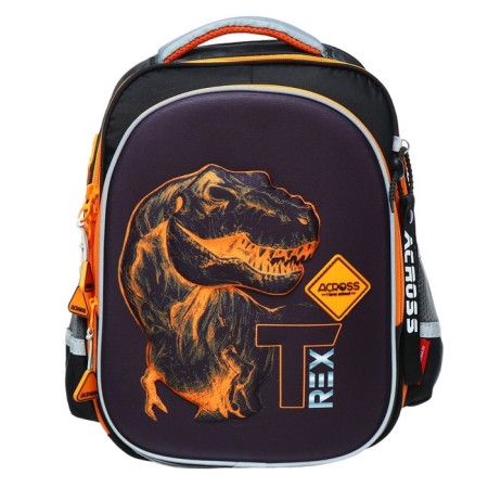 School backpack 37 x 28 x 13cm, ergonomic back, Across 557, + bag, black/orange-2