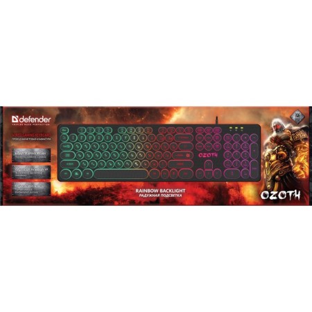 DEFENDER OZOTH GK-106 keyboard, game, wired, membranes, backlight104 keys, USB, black-3