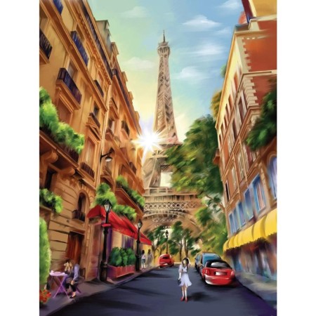 Diamond mosaic with full filling on the canvas "Paris" 30x40 cm-1