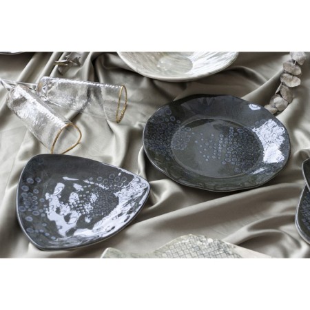 Ceramic plate "Stone", 18 x 18 cm, dark gray color-8
